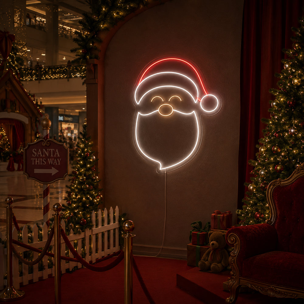 Enseigne de néon dirigée par le Père Noël - Made à Londres Signons de néon de Noël