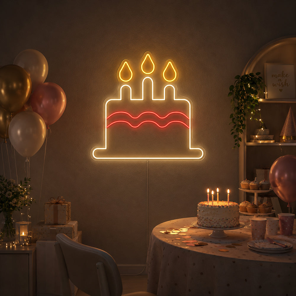 Segno di torta di compleanno Led Neon - Made in London Party Neon Signs