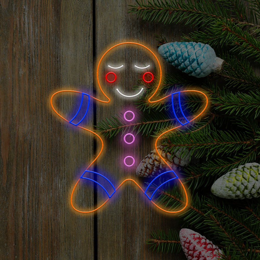 Gingerbread man LED neon sign