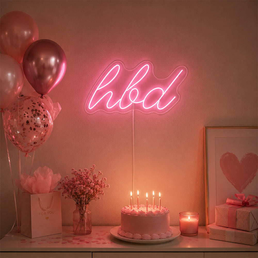 Happy Birthday HBD Led Neon Sign - Made in London Party Neon Signs