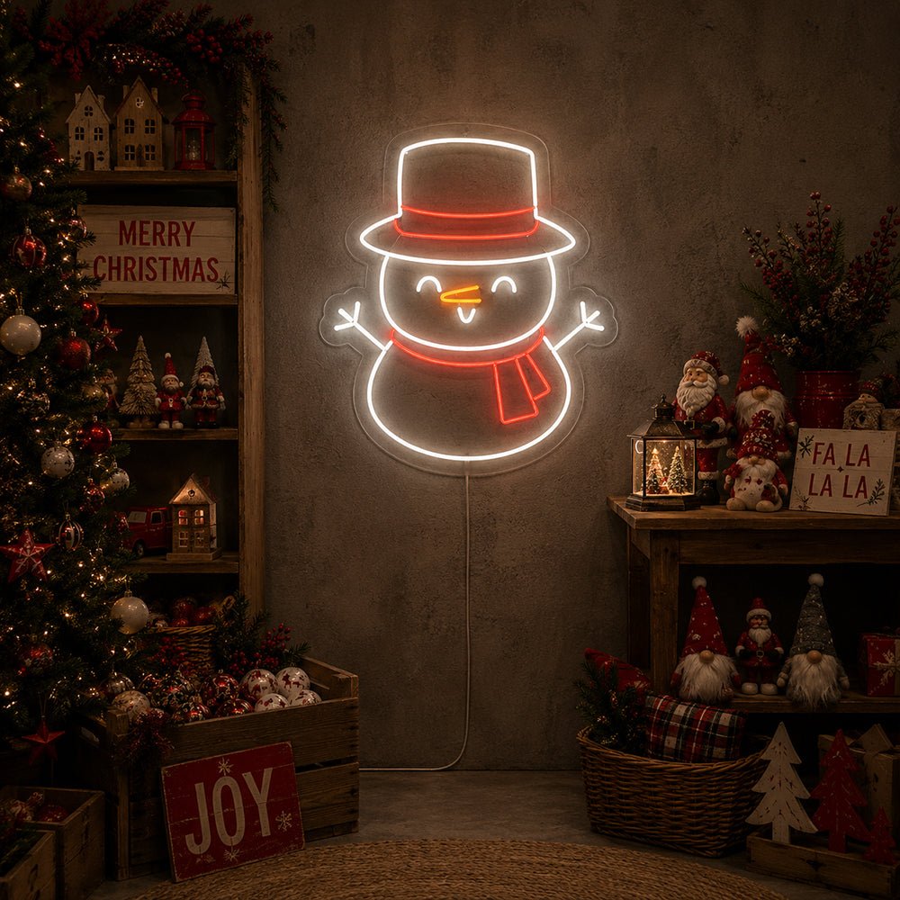 Snowman førte neonskilt - lavet i London Christmas Neon Signs