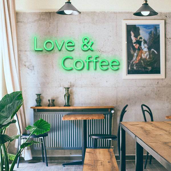 Love and Coffee LED Neon Sign - Made in London Food Restaurants Cafe Neon Signs - Planet Neon