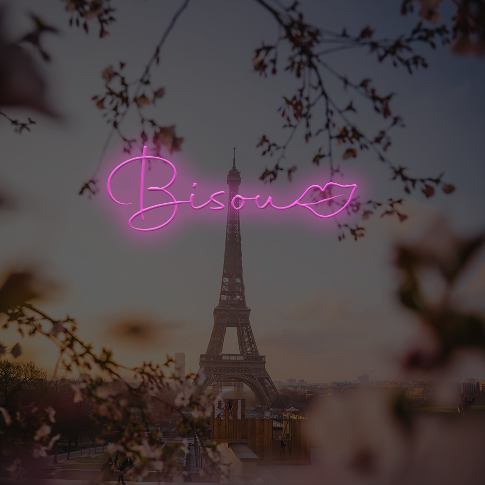 Bisou French LED Neon Sign - Lavet i London Neon Skilte