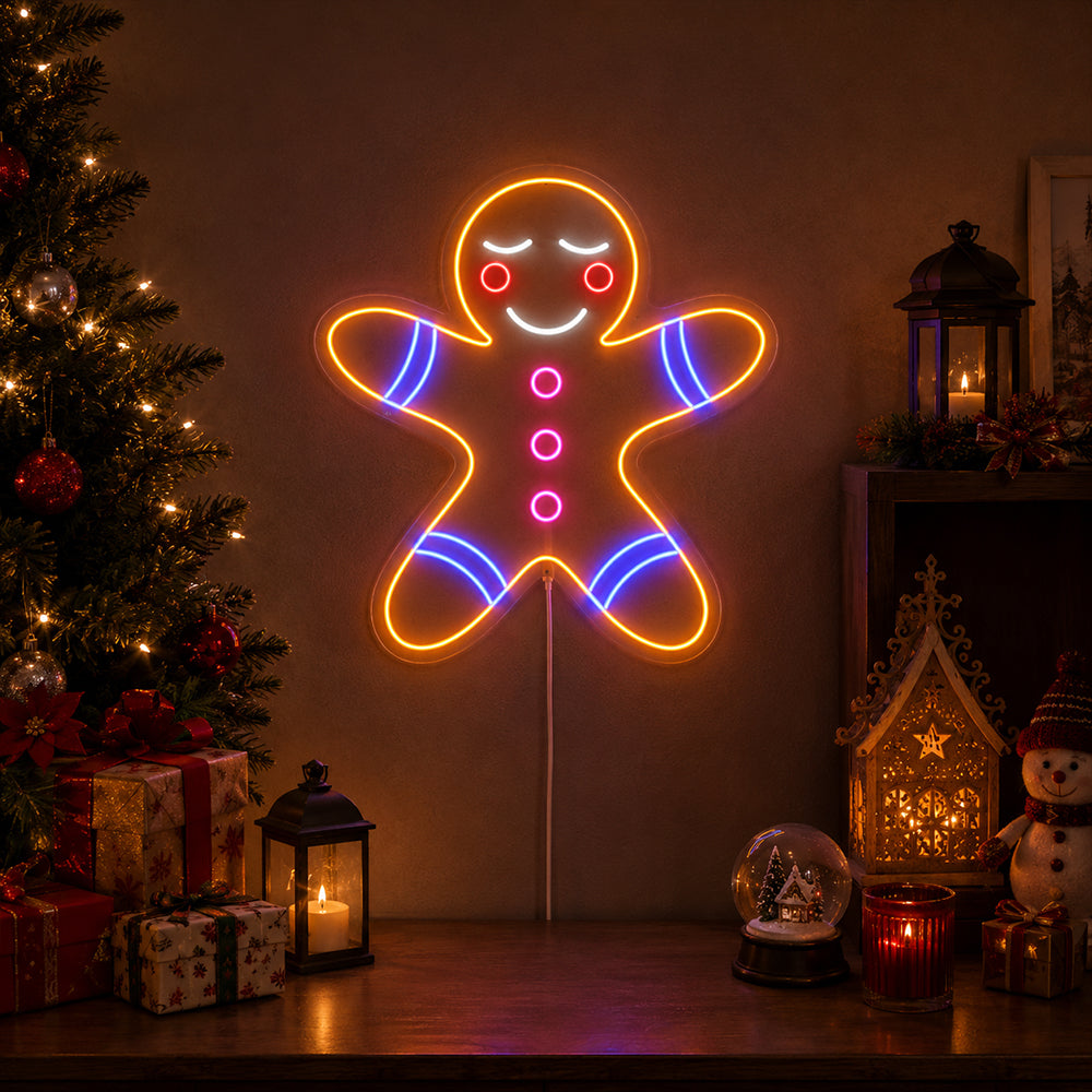 Gingerbread Man LED neonskilt - lavet i London jule neonskilte