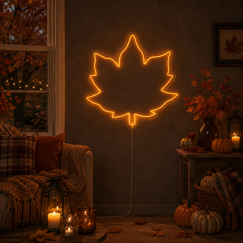 Maple Leaf - syksyn sisustus LED -neonimerkki Lontoossa