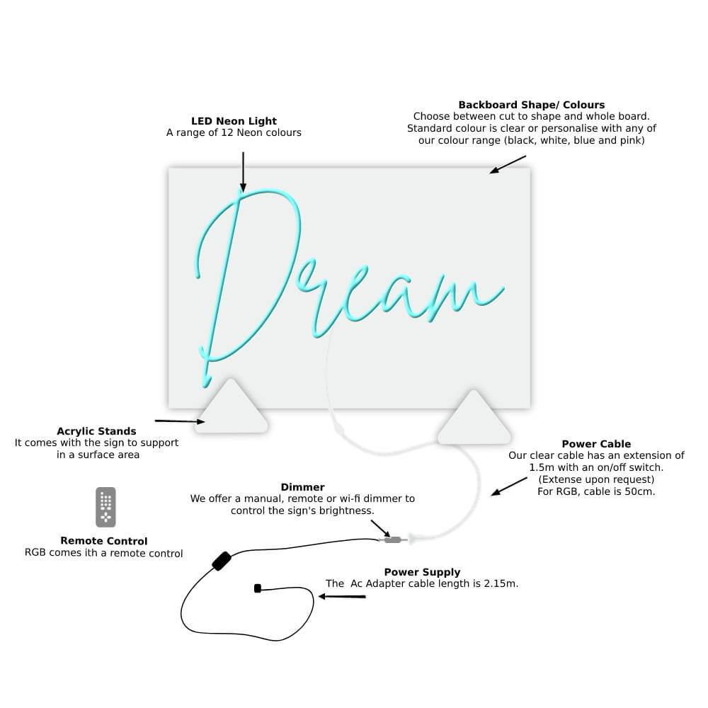 Vapaasti seisova pöytävalokyltti - Planet Neon